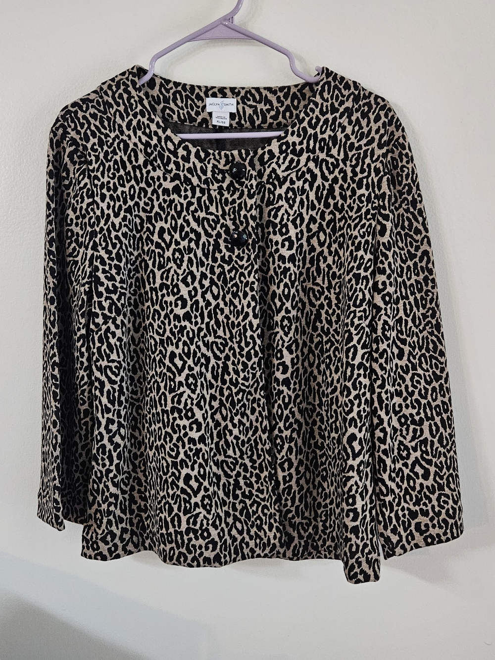 Jaclyn Smith Leopard Print Button-Front Women's Cardigan- Beige and Black. Fall
